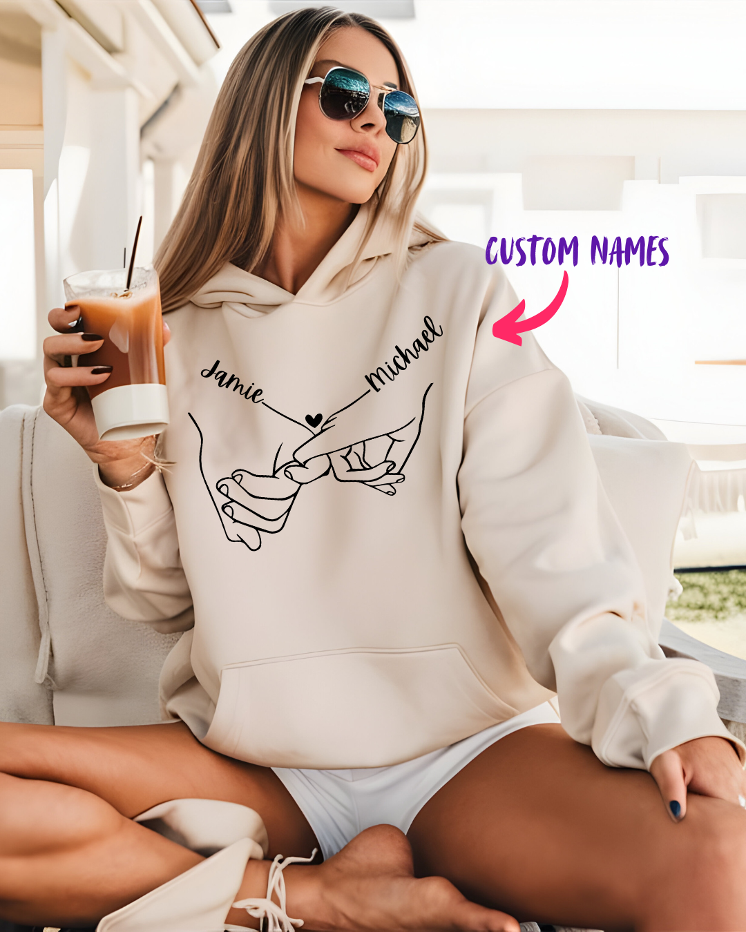 Custom Couple Hands Hoodie
