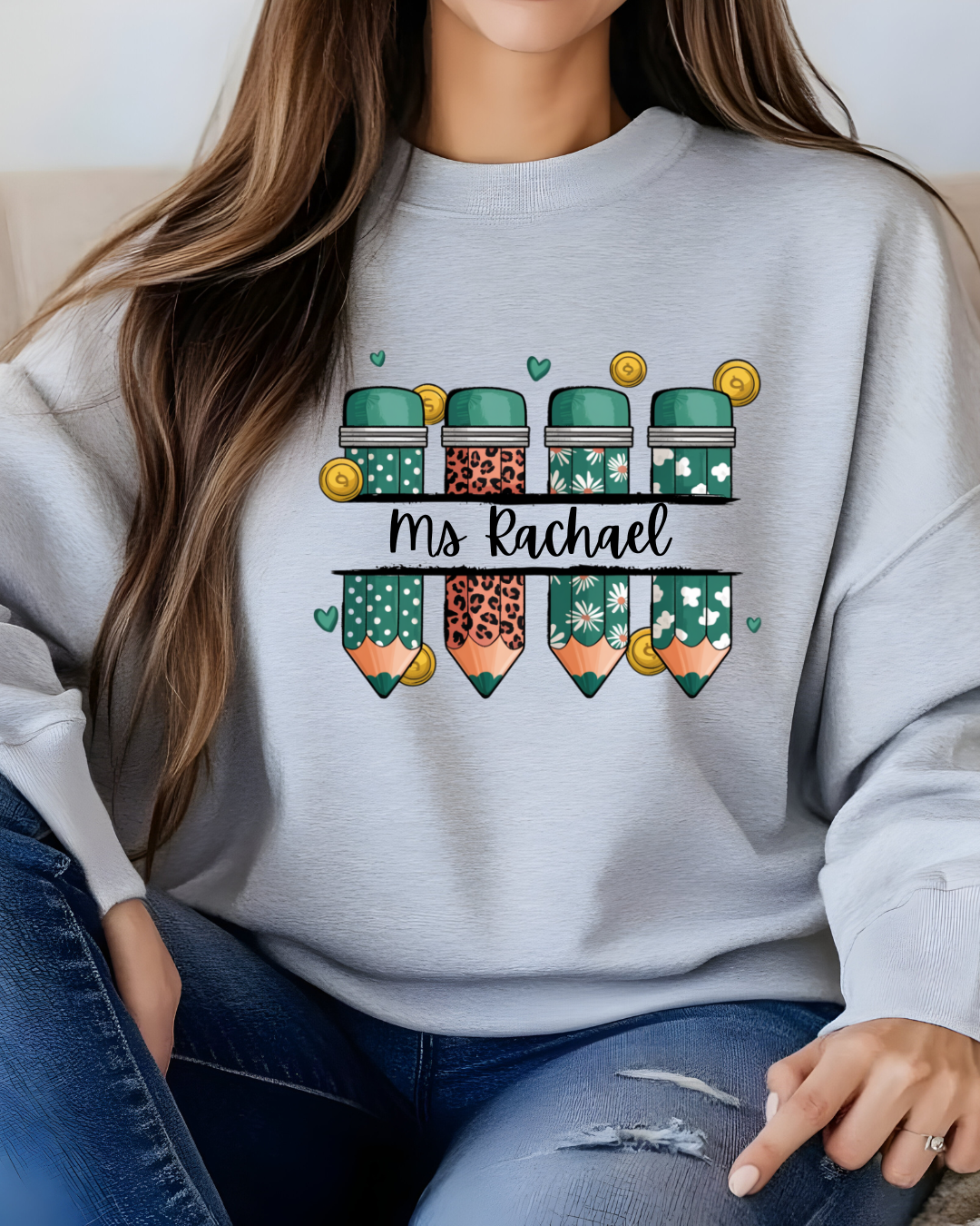 Custom Name Teacher Sweatshirt 🍀