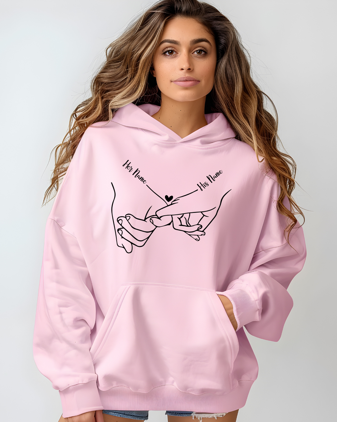 Custom Couple Hands Hoodie