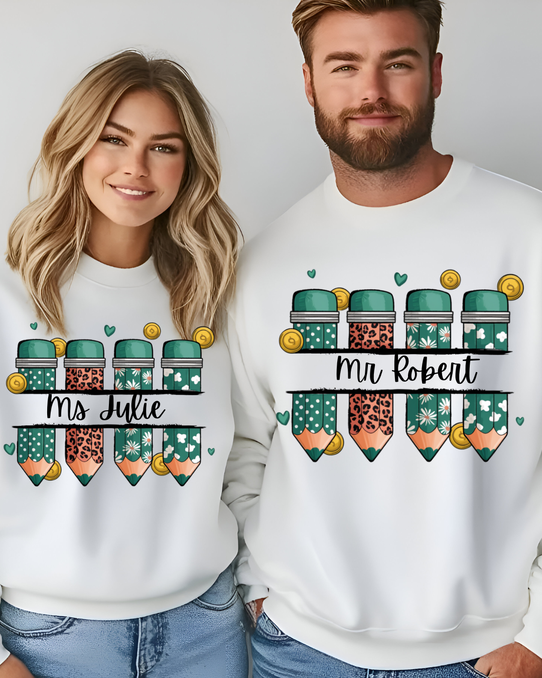 Custom Name Teacher Sweatshirt 🍀