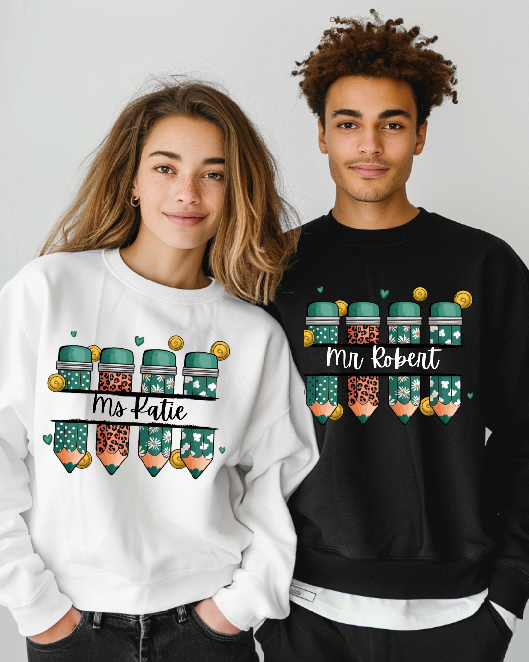 Custom Name Teacher Sweatshirt 🍀