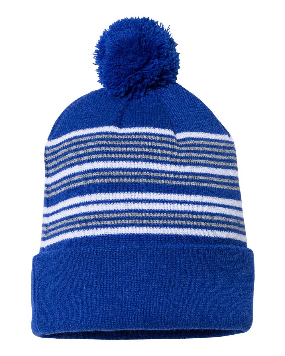 Sportsman Striped Pom-Pom Cuffed Beanie