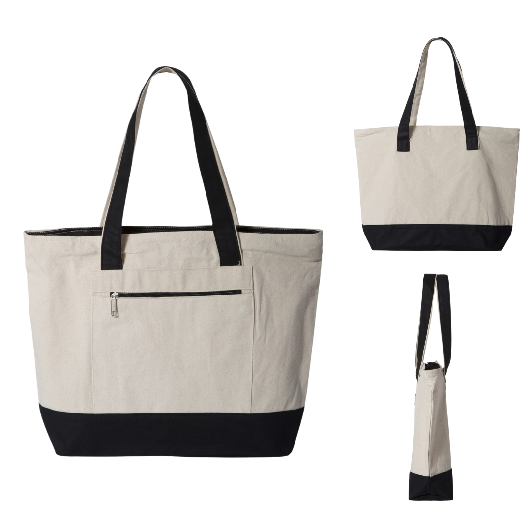 Large Zippered Canvas Tote Bag – Heavyweight Everyday Carry