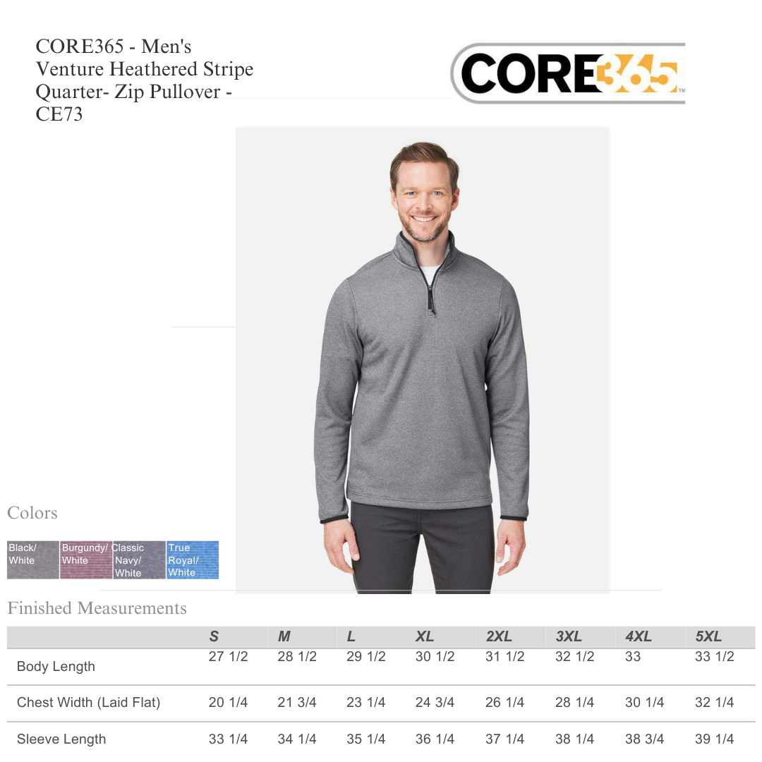 Men’s Heathered Stripe Quarter-Zip Pullover | Moisture-Wick