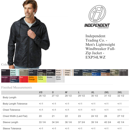 Men’s Lightweight Windbreaker Jacket – Wholesale Full Zip