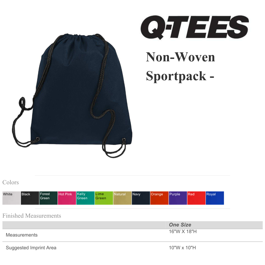Q-Tees Non-Woven Drawstring Sportpack – Reusable Gym Bag