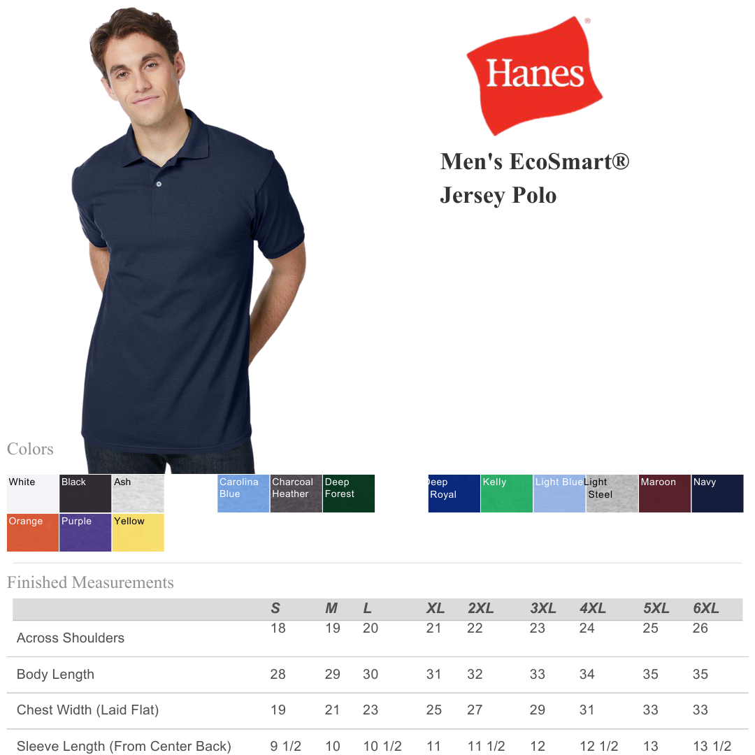 Hanes EcoSmart Polo Shirt | Cotton-Poly Jersey | Classic Fit