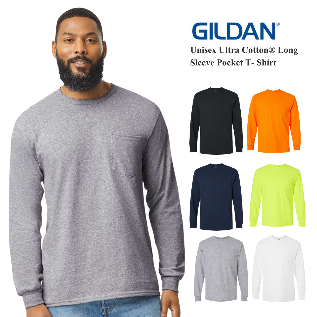 Gildan Ultra Cotton Long Sleeve Pocket Tee | Heavy Classic