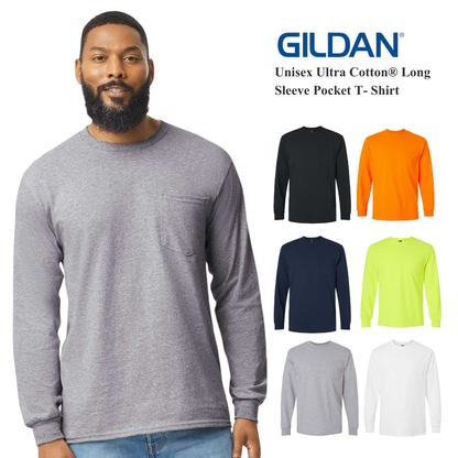 Gildan Ultra Cotton Long Sleeve Pocket Tee | Heavy Classic