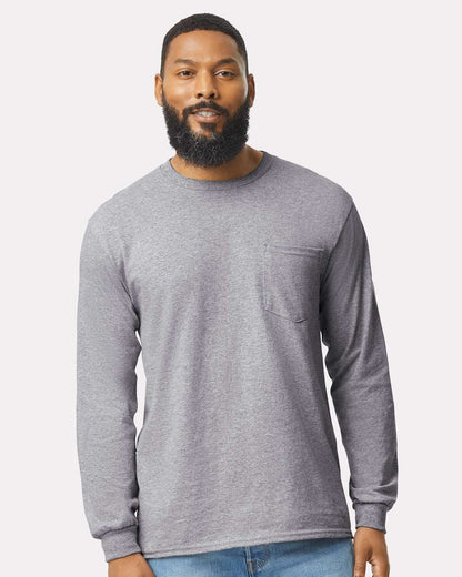 Gildan Ultra Cotton Long Sleeve Pocket Tee | Heavy Classic