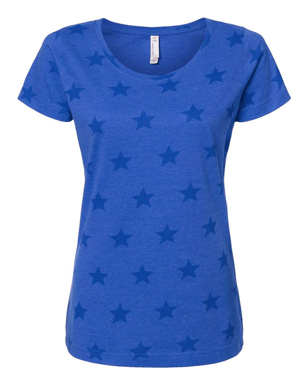 Women’s Semi Fitted Star Print Scoop Neck Tee | Lightweight