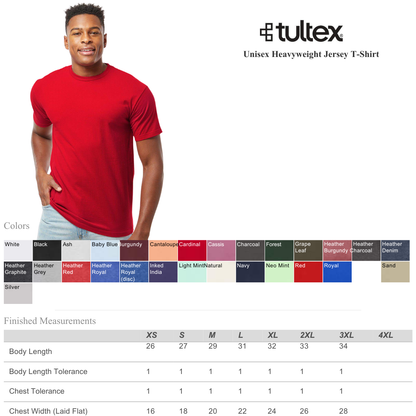 Tultex 290 Unisex Heavyweight Jersey T-Shirt Premium Cotton
