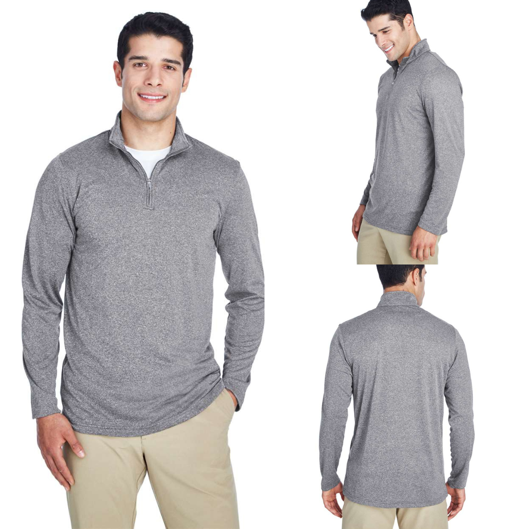 Men’s Heathered Performance Quarter-Zip Pullover | UltraClub