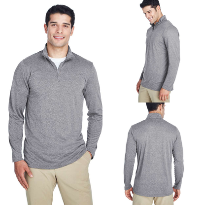 Men’s Heathered Performance Quarter-Zip Pullover | UltraClub