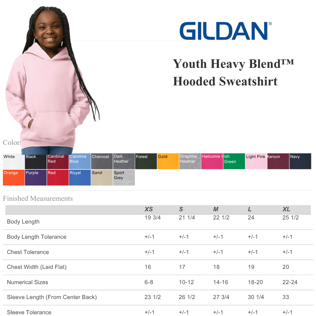 Gildan Youth Heavy Blend Hoodie – Classic Fleece Comfort