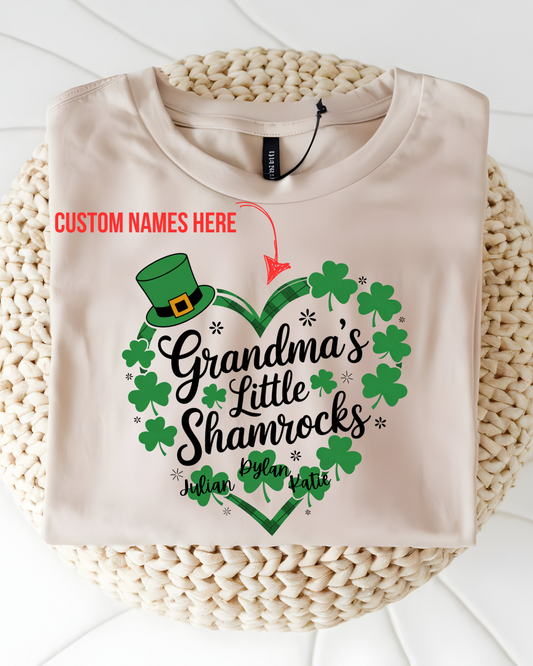 Personalized Grandma's Little Shamrocks T-shirt 🍀