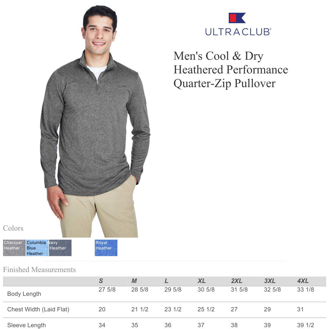 Men’s Heathered Performance Quarter-Zip Pullover | UltraClub
