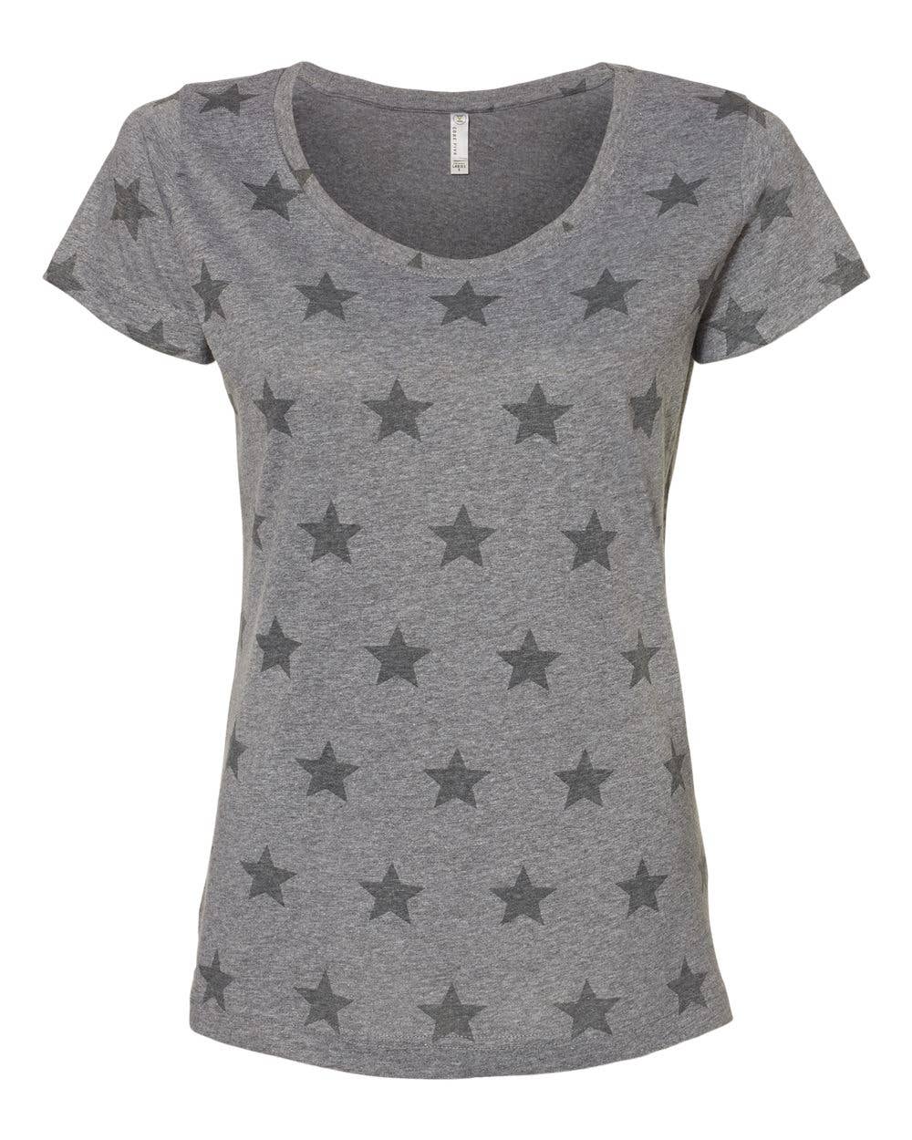 Women’s Semi Fitted Star Print Scoop Neck Tee | Lightweight