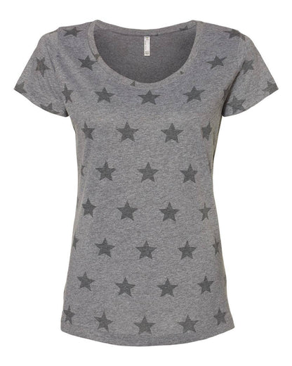 Women’s Semi Fitted Star Print Scoop Neck Tee | Lightweight