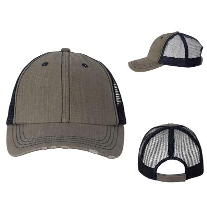 Vintage Contrast Stitch Cap | Mesh Back Casual Trucker Hat