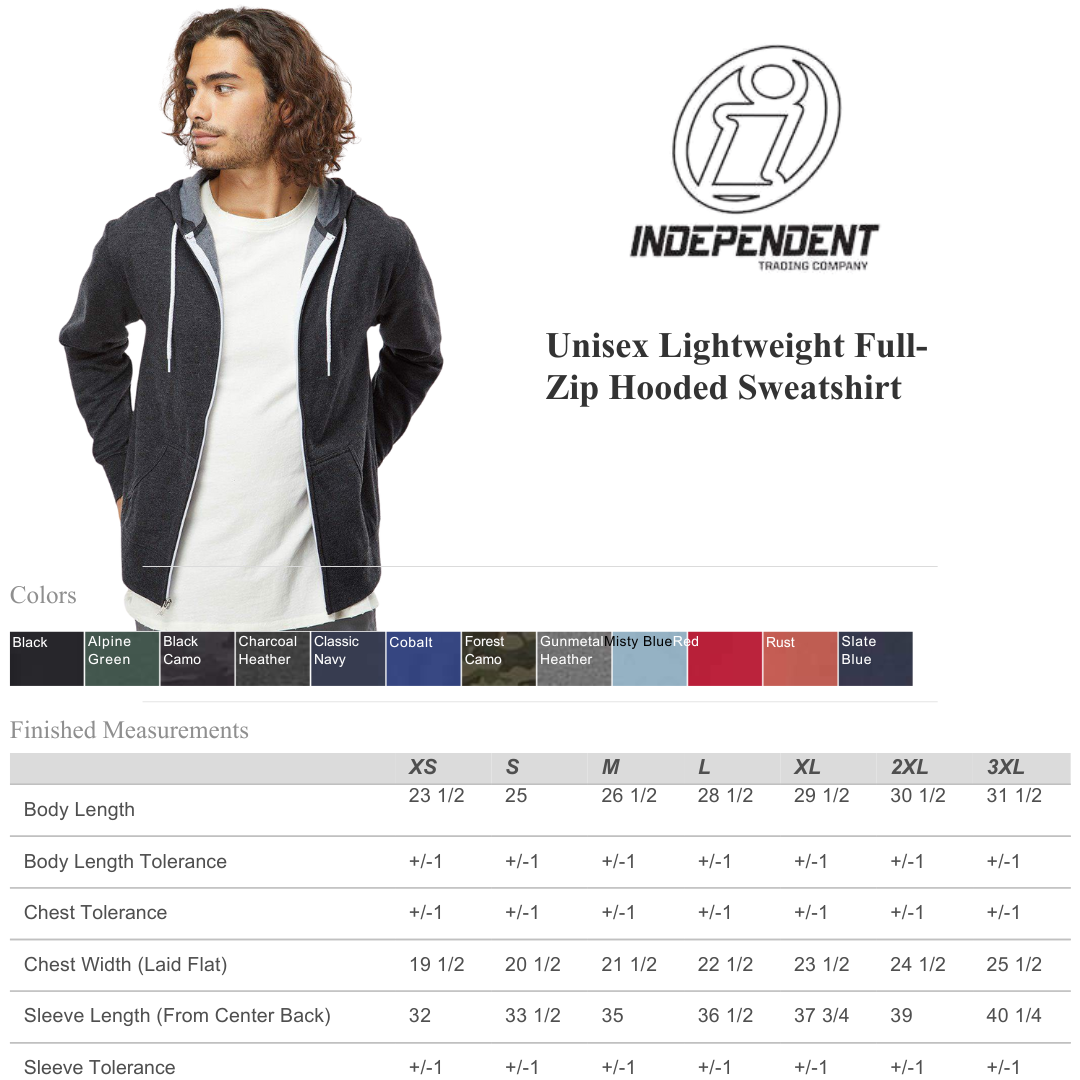 Unisex Lightweight Full-Zip Hoodie – Slim Fit Sweatshirt