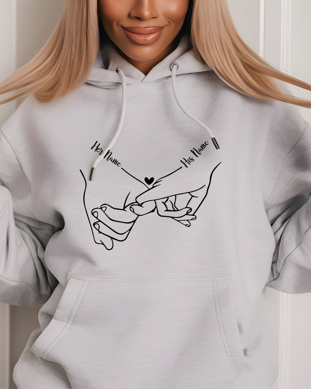 Custom Couple Hands Hoodie