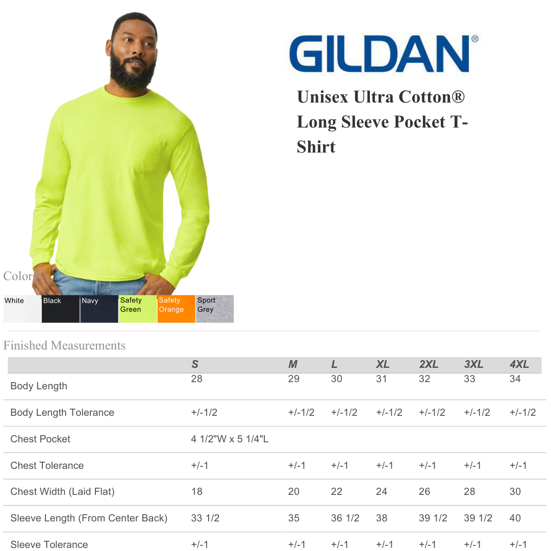 Gildan Ultra Cotton Long Sleeve Pocket Tee | Heavy Classic