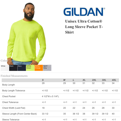 Gildan Ultra Cotton Long Sleeve Pocket Tee | Heavy Classic