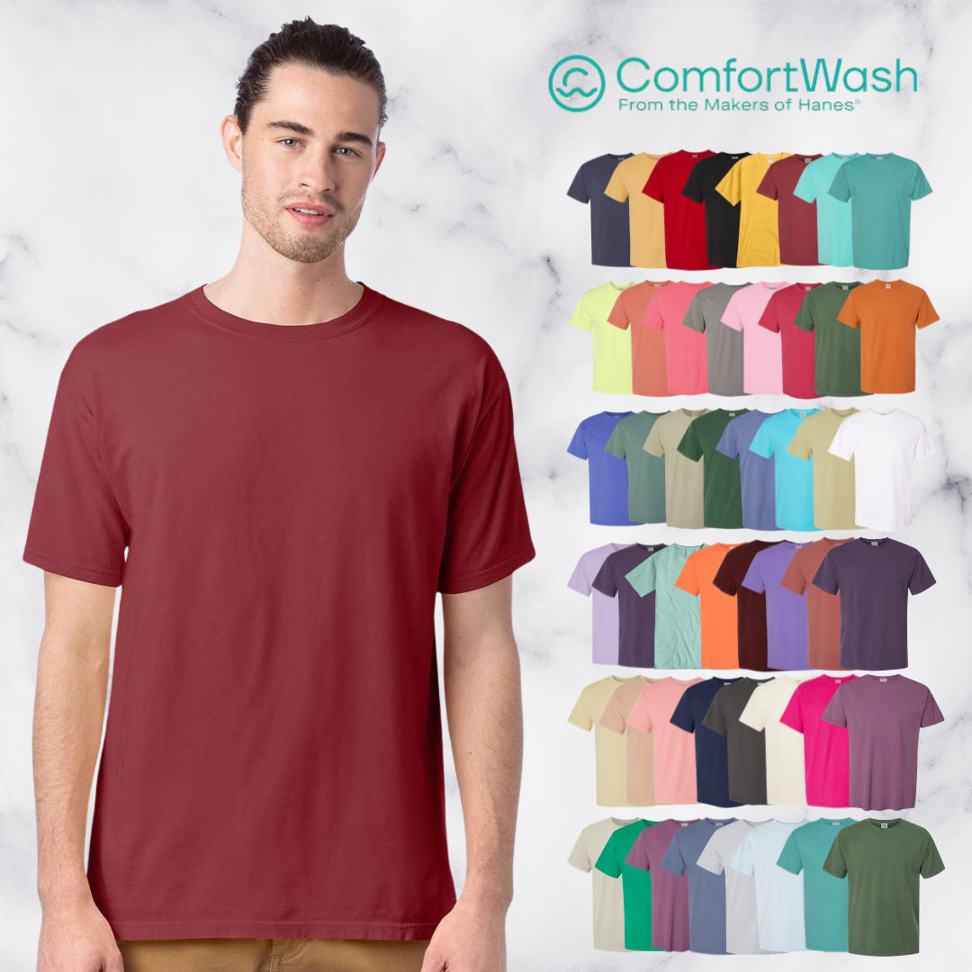 Hanes Comfort Wash Men’s Tee 100% Cotton | Dyed Vintage Feel