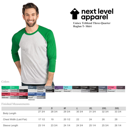 Next Level Unisex Everyday Unisex 3/4 Sleeve Raglan Tee