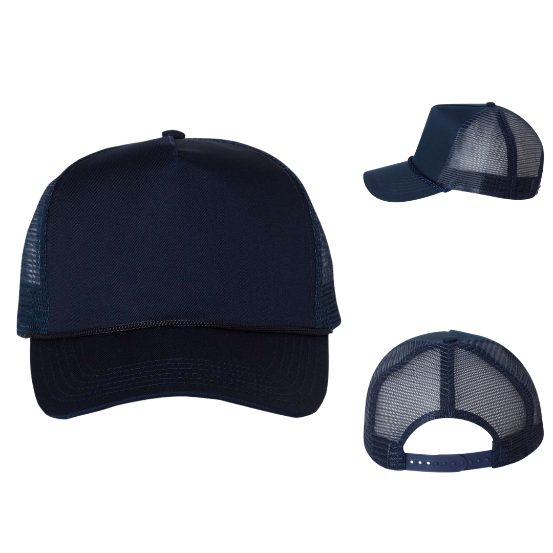 Structured Five-Panel Trucker Hat With Mesh Back Adjustable