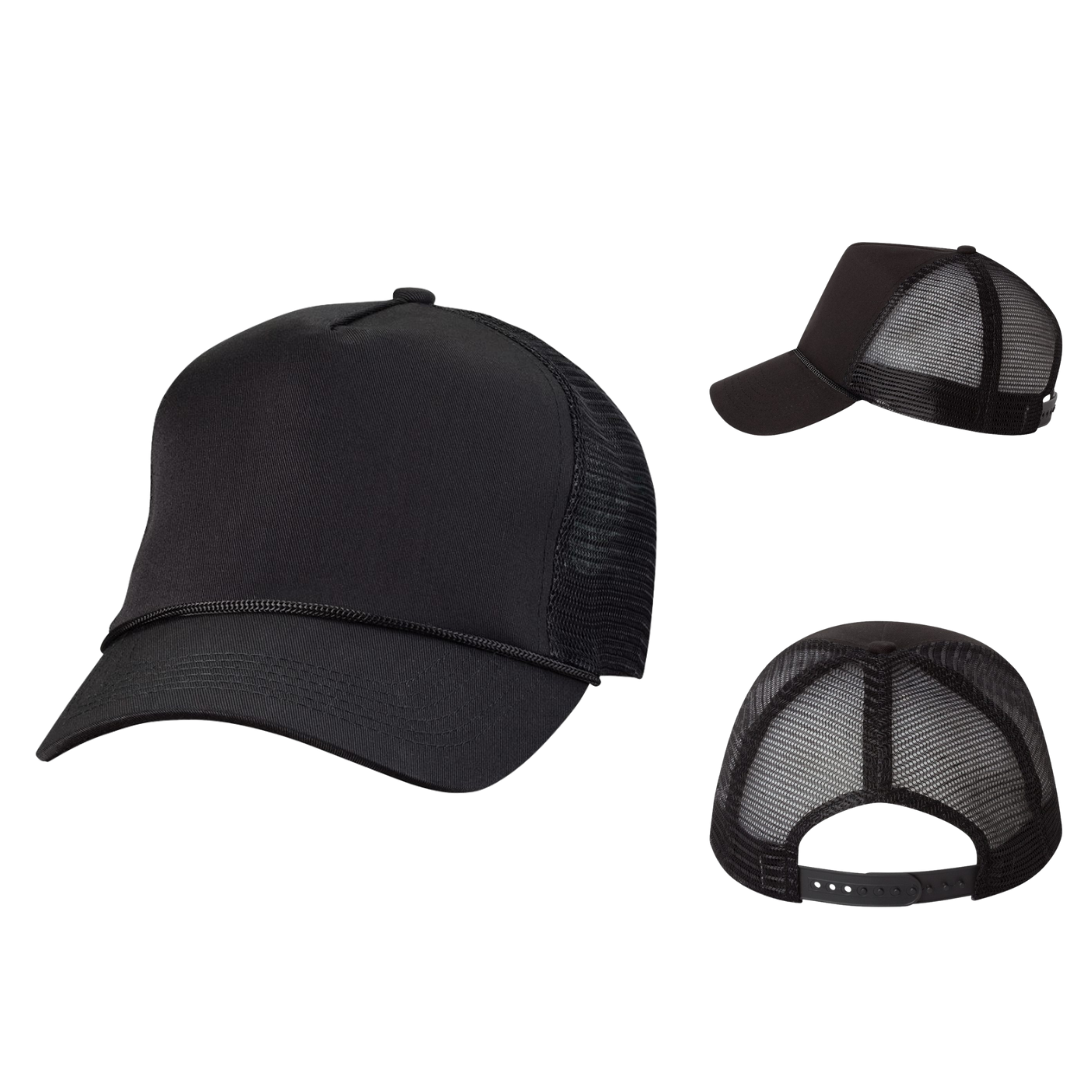 Structured Five-Panel Trucker Hat With Mesh Back Adjustable