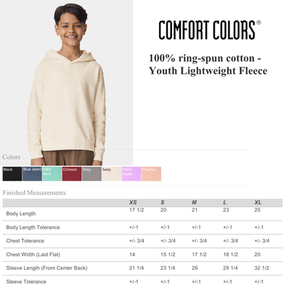 Kids Lightweight Fleece Hoodie Soft Ring-Spun Cotton Comfort