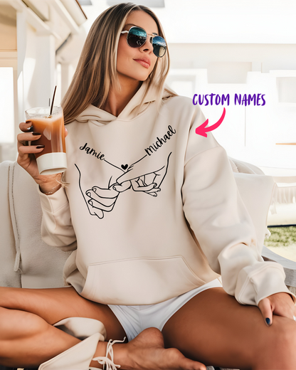 Custom Couple Hands Hoodie