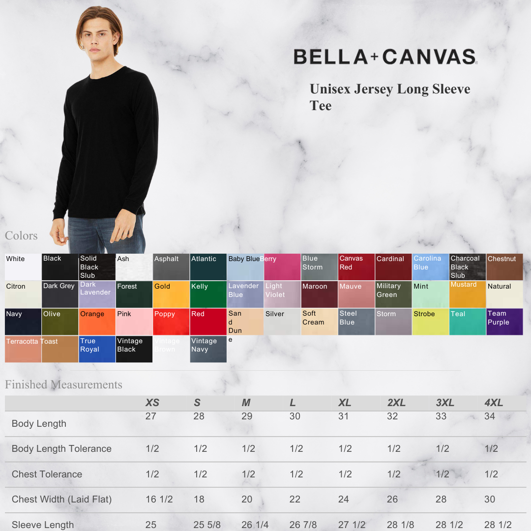 Unisex Soft Cotton Long Sleeve Tee | Bella + Canvas