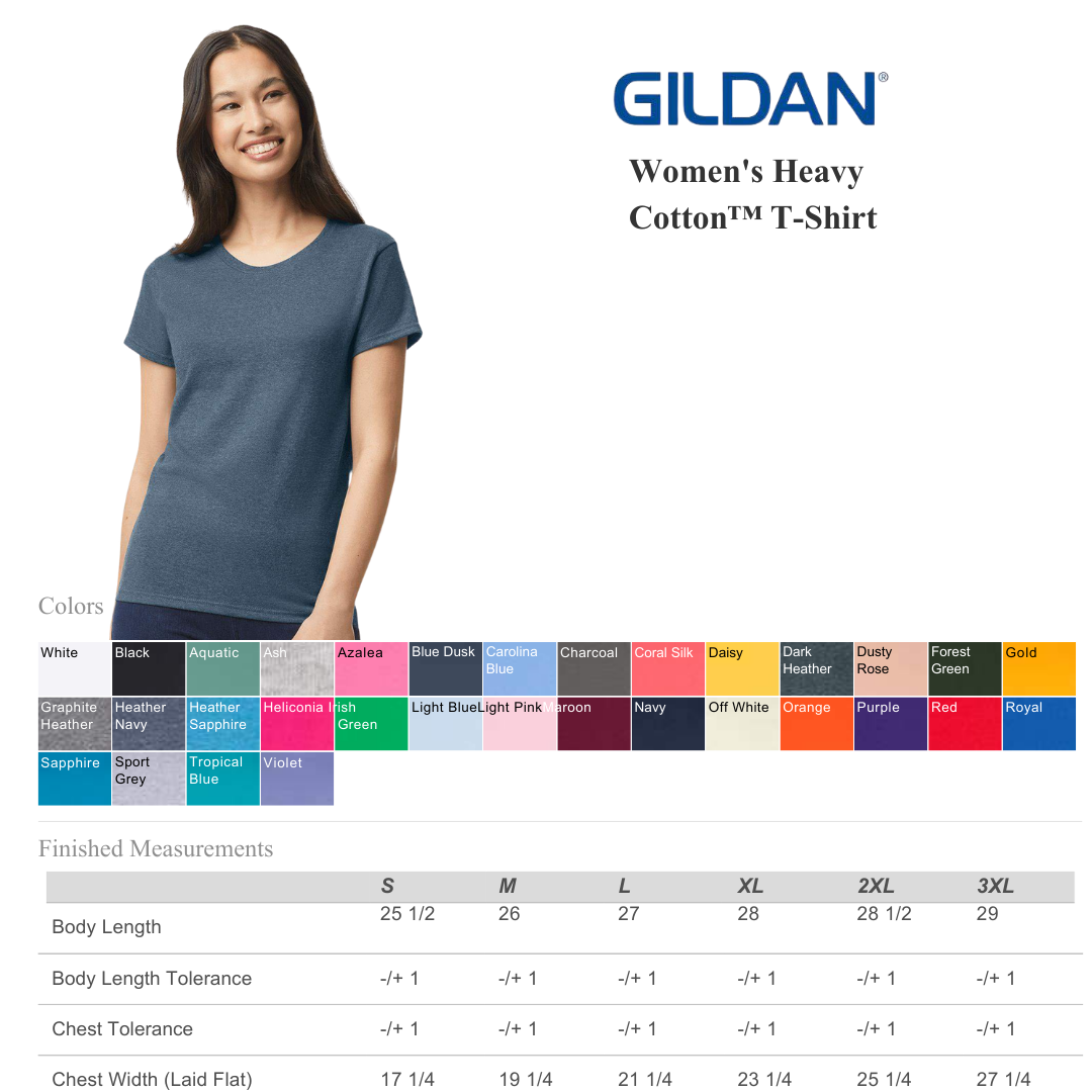Women’s Heavy Cotton Tee | Gildan 5000L Soft Feel