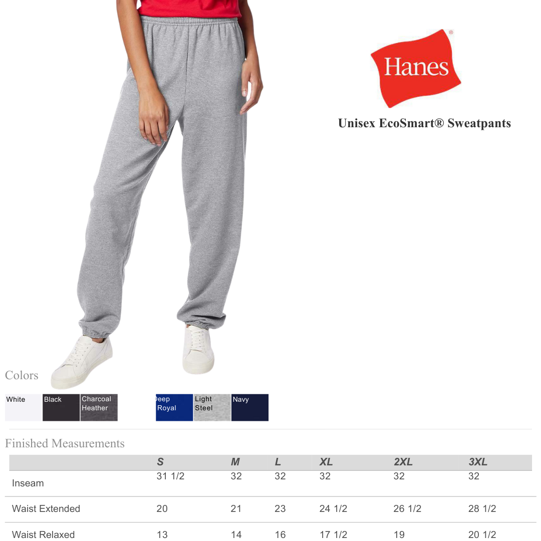 Hanes EcoSmart Unisex Fleece Sweatpants Classic Relaxed Fit