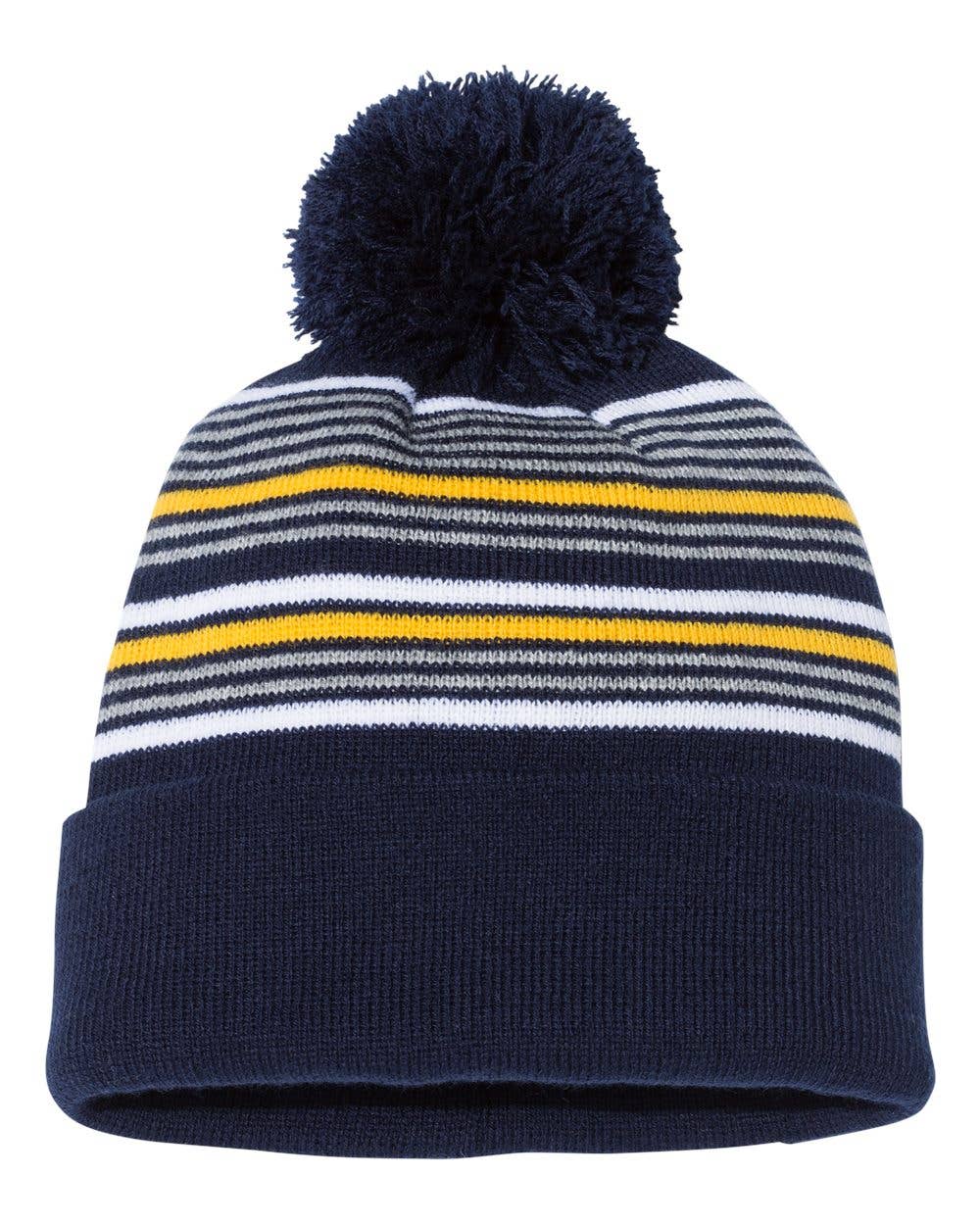Sportsman Striped Pom-Pom Cuffed Beanie