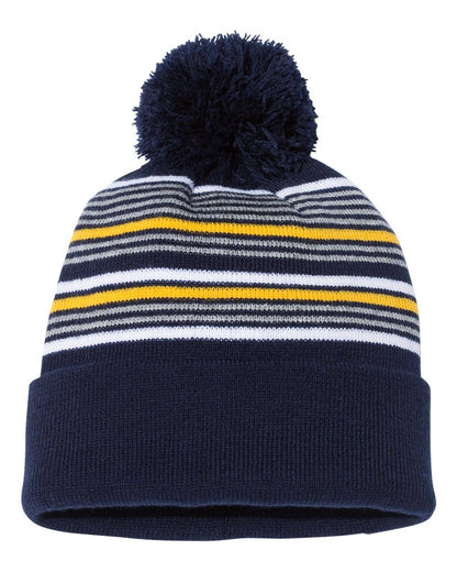 Sportsman Striped Pom-Pom Cuffed Beanie
