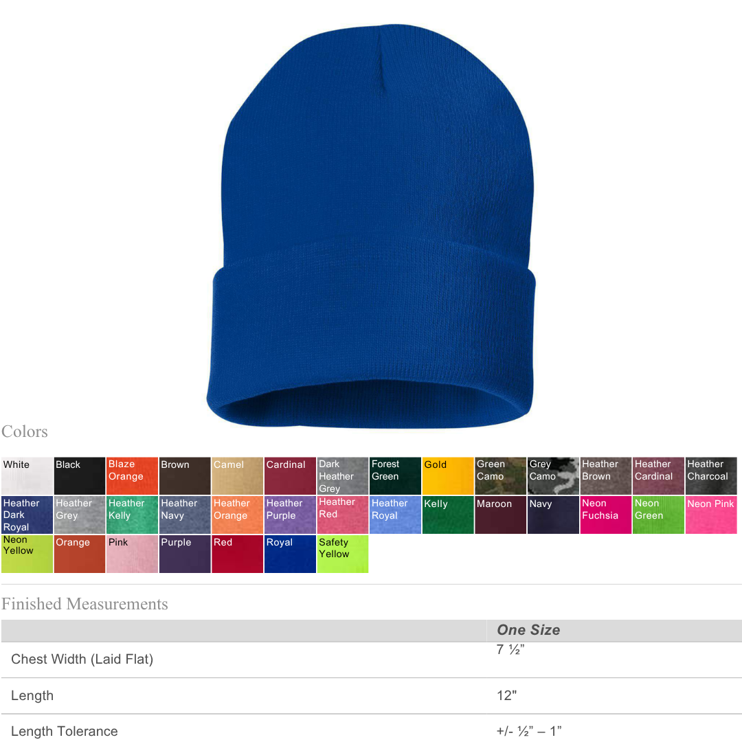 Premium Knit Beanie | Sportsman SP12 Cuffed Winter Hat