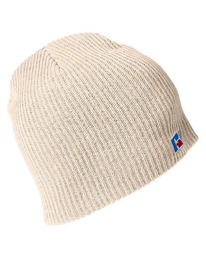 Unisex Athletic Acrylic Knit Beanie | Russell Patch Detail
