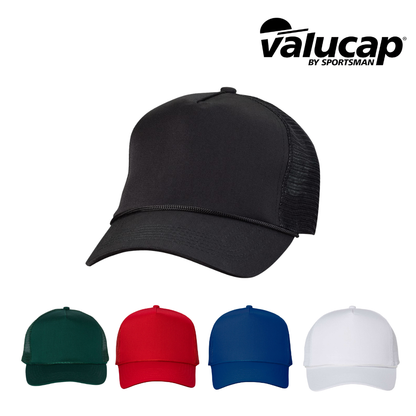 Structured Five-Panel Trucker Hat With Mesh Back Adjustable