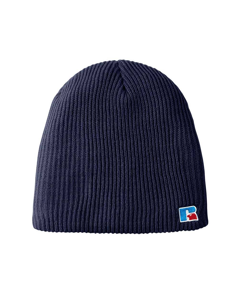 Unisex Athletic Acrylic Knit Beanie | Russell Patch Detail