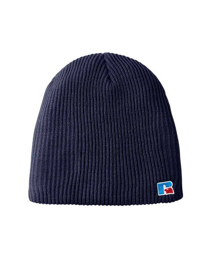 Unisex Athletic Acrylic Knit Beanie | Russell Patch Detail