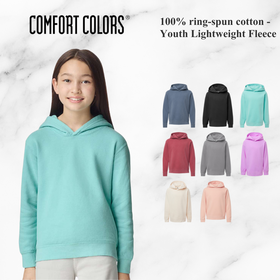 Kids Lightweight Fleece Hoodie Soft Ring-Spun Cotton Comfort