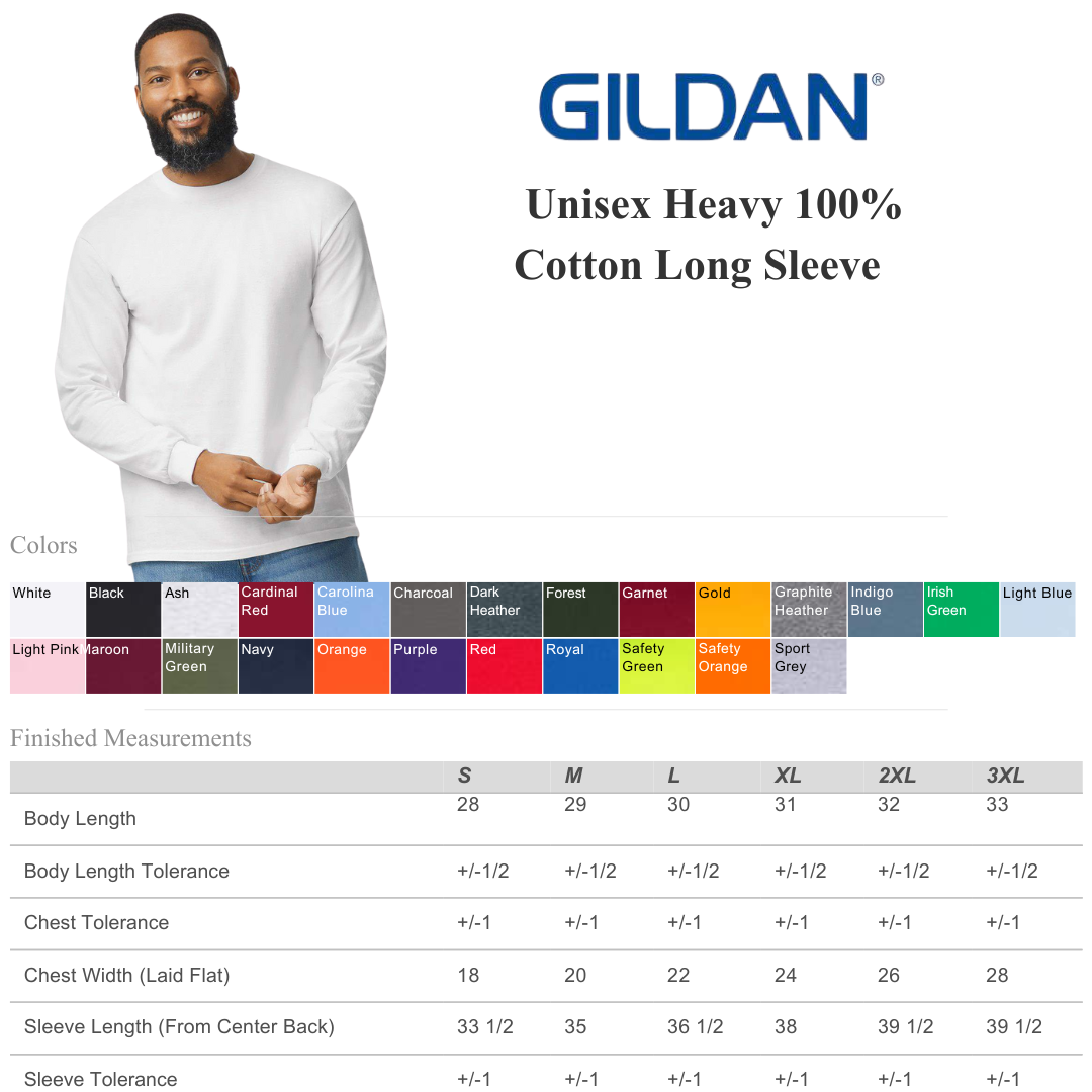 Gildan Unisex Soft Heavy Cotton Long Sleeve Tee