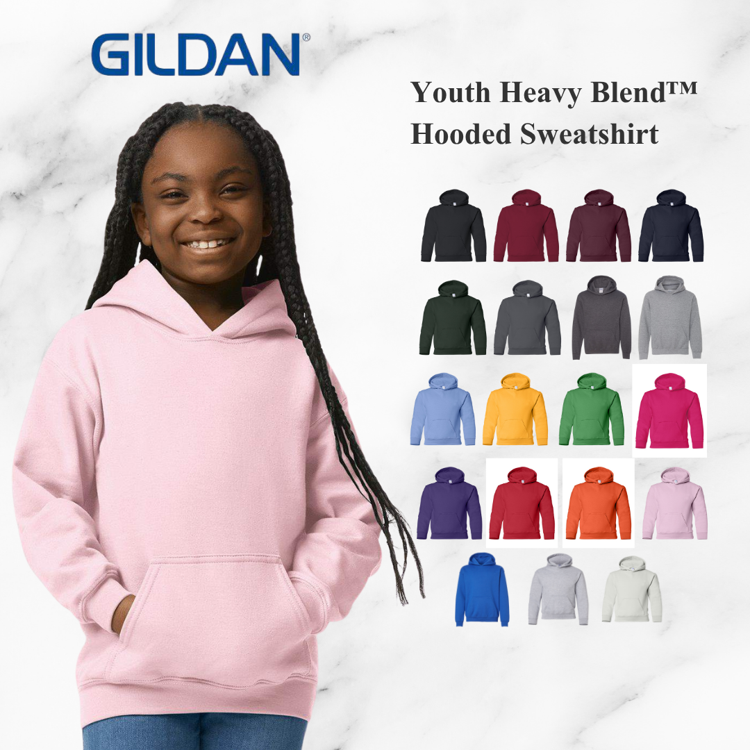 Gildan Youth Heavy Blend Hoodie – Classic Fleece Comfort