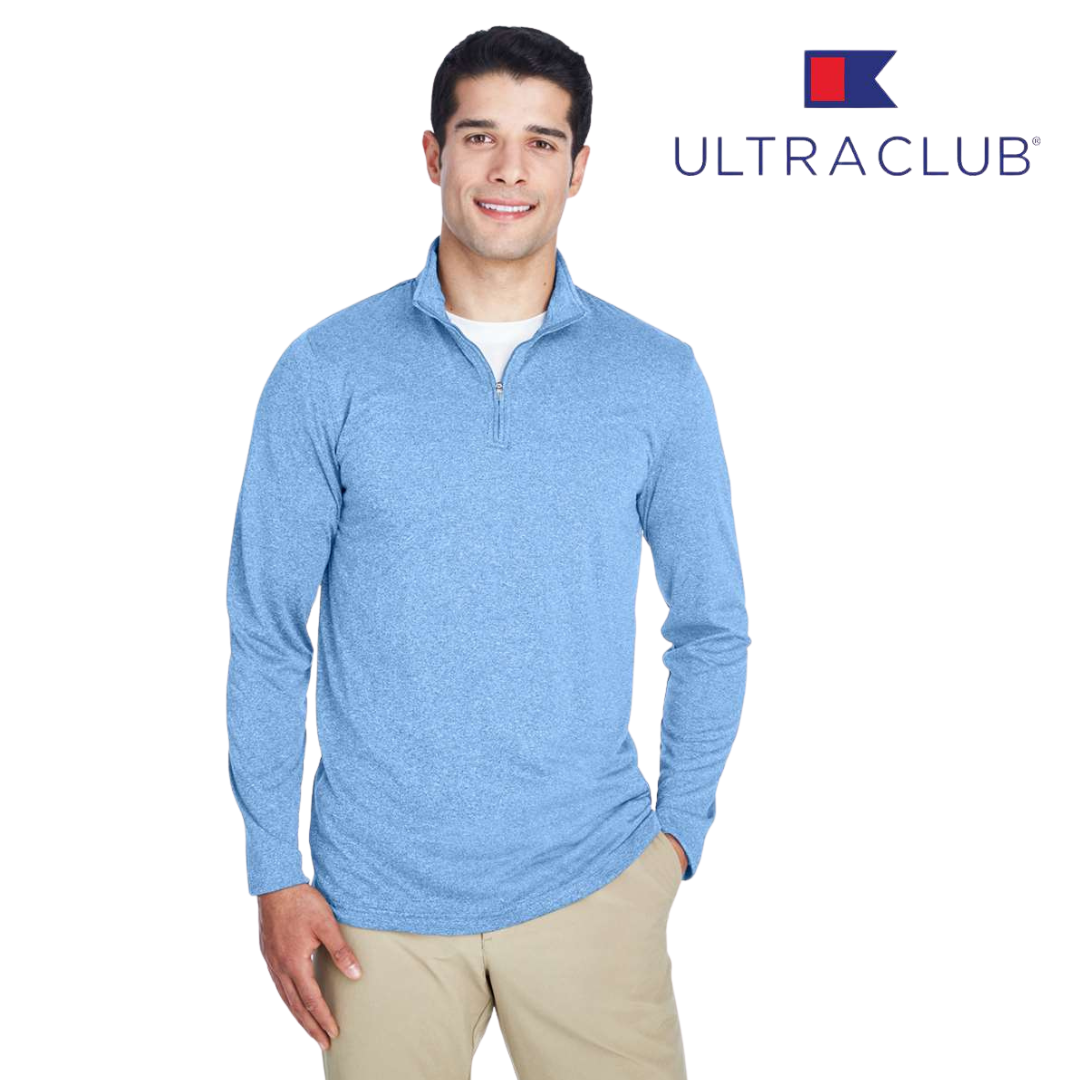 Men’s Heathered Performance Quarter-Zip Pullover | UltraClub