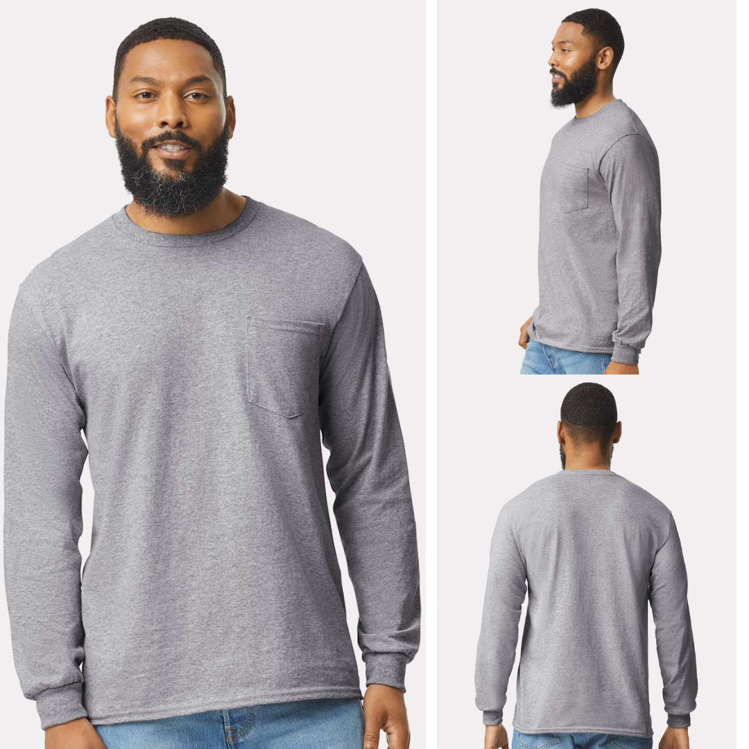 Gildan Ultra Cotton Long Sleeve Pocket Tee | Heavy Classic