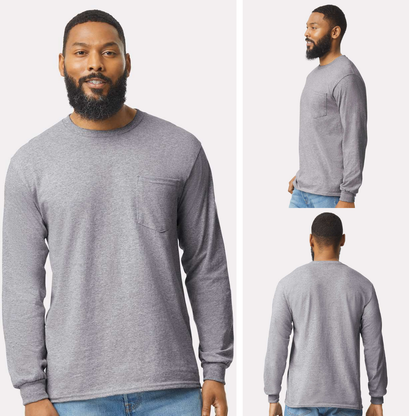 Gildan Ultra Cotton Long Sleeve Pocket Tee | Heavy Classic